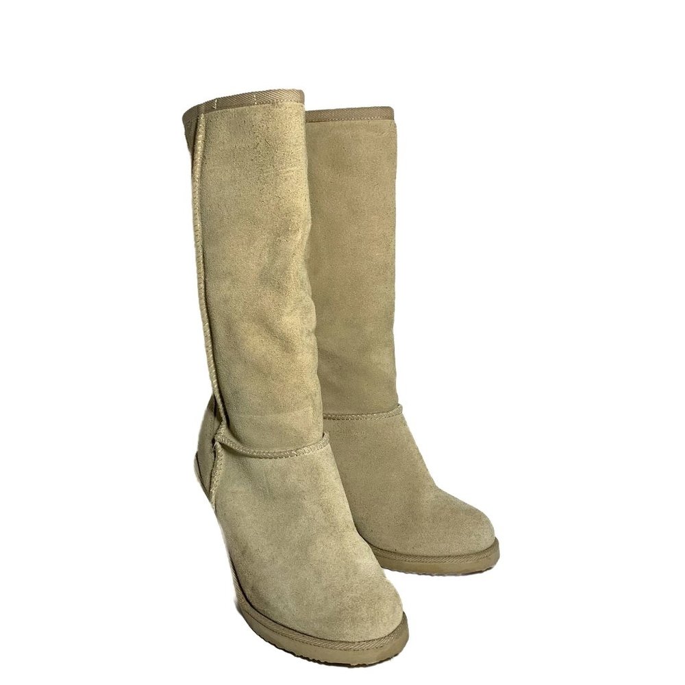 Tommy Girl Tan Suede Fur Lined Boots Size 8
